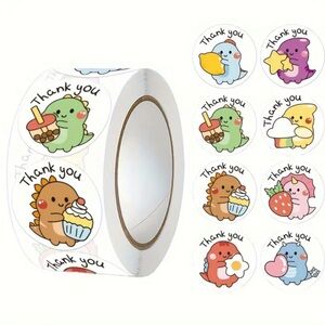 Cute Dinosaur Thank You Stickers 300 Roll